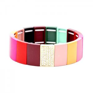 Popular colorful enamel tile bead women magnet bangle bracelet