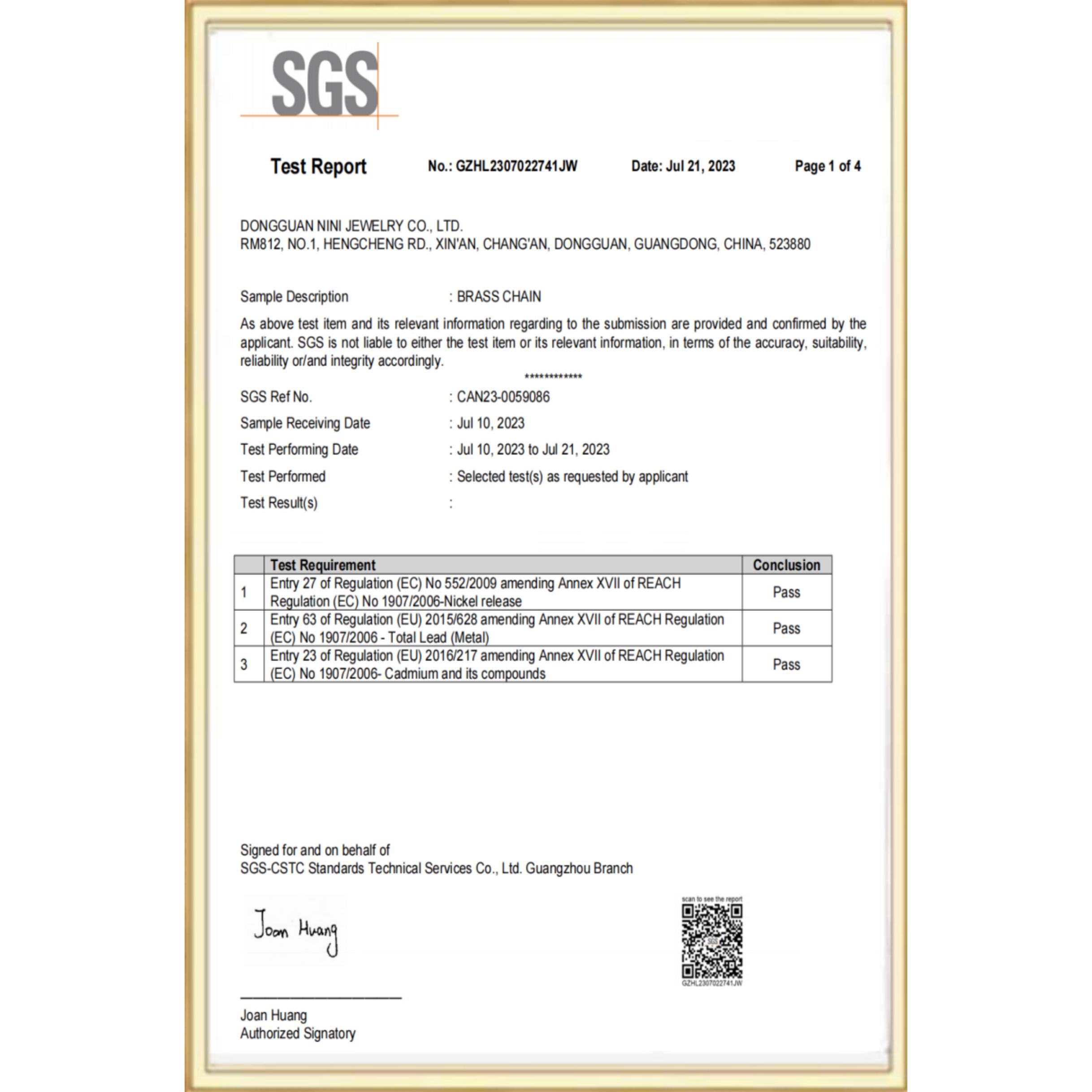 SGS test report